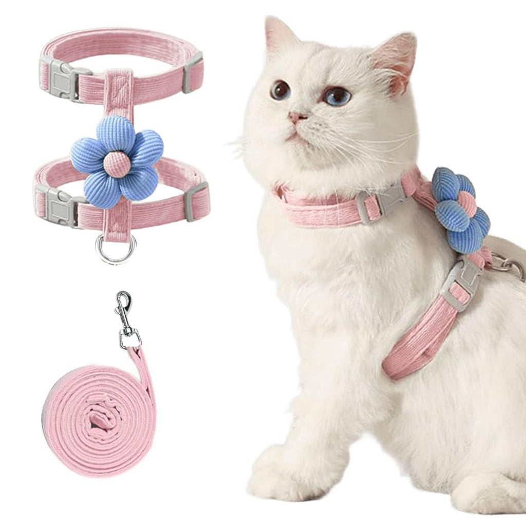 Qpets Cat Harness with Leash, Cat Harness and Leash Set for Small Cats with Quick Release Buckle, Escape-Proof Cute Flower Cat Belt for Outdoor Walking & Travel (S, Chest 25-41cm, Neck 20-30cm) Qpets Cat Harness with Leash, Cat Harness and Leash Set for Small Cats with Quick Release Buckle, Escape-Proof Cute Flower Cat Belt for Outdoor Walking & Travel (S, Chest 25-41cm, Neck 20-30cm)